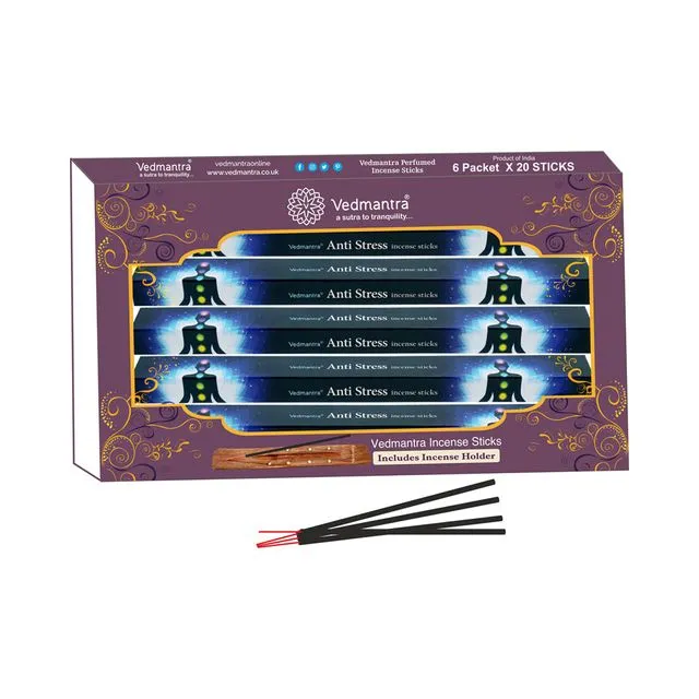 Vedmantra 6 Pack Premium Incense Stick - Anti Stress - Case of 6