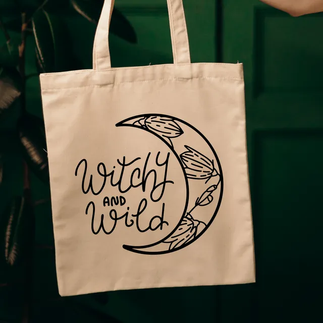 Witchy and Wild Crescent Moon Tote