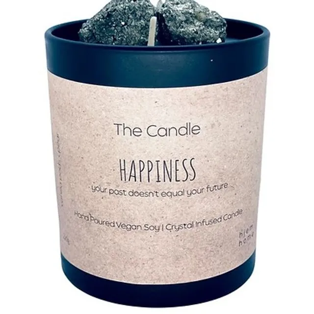 Pyrite Infused Candle HAPPINESS Vanilla Pod + Pear - Medium