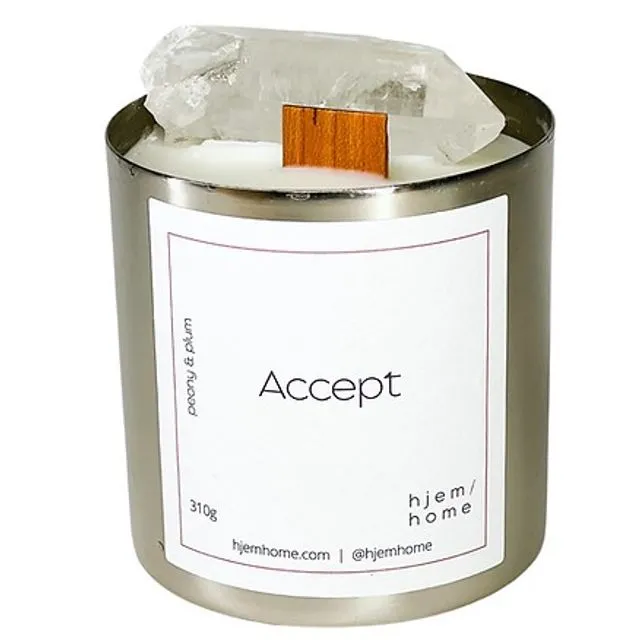 Clear Quartz Infused ACCEPT Candle - Peony + Plum