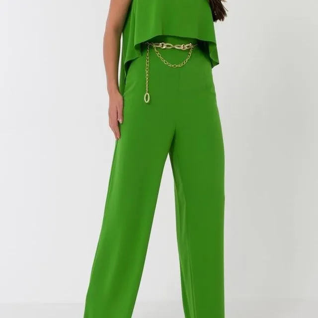 Green Jumpsuit with Golden Belt
