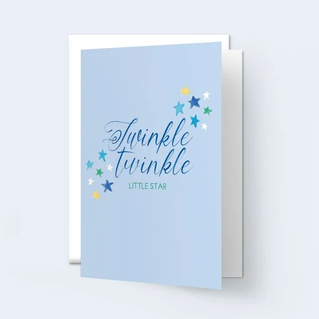 'Twinkle Twinkle Little Star' Blue Greeting Card