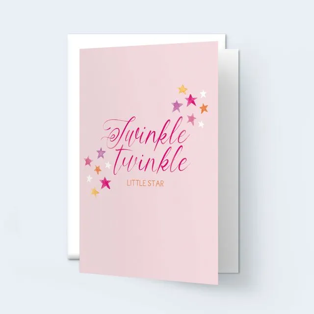 'Twinkle Twinkle Little Star' Pink Greeting Card