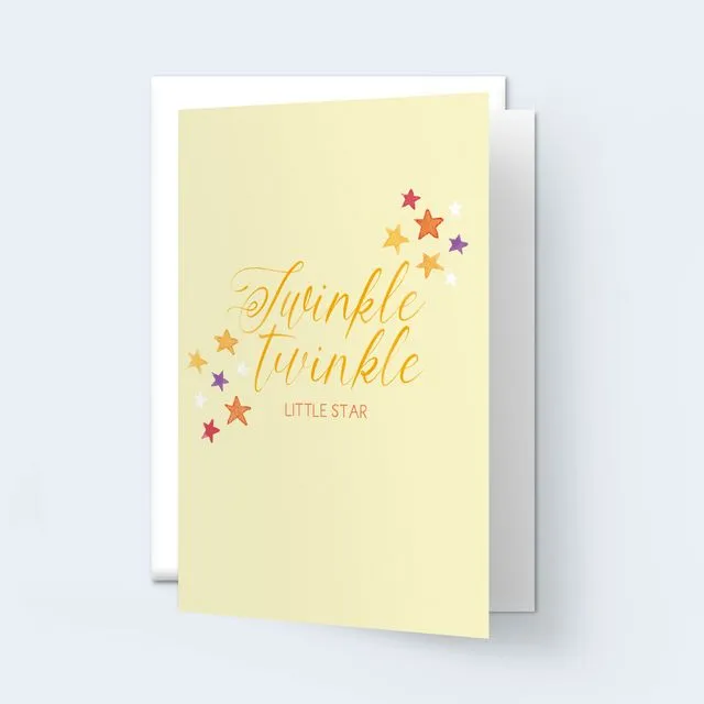 'Twinkle Twinkle Little Star' Yellow Greeting Card