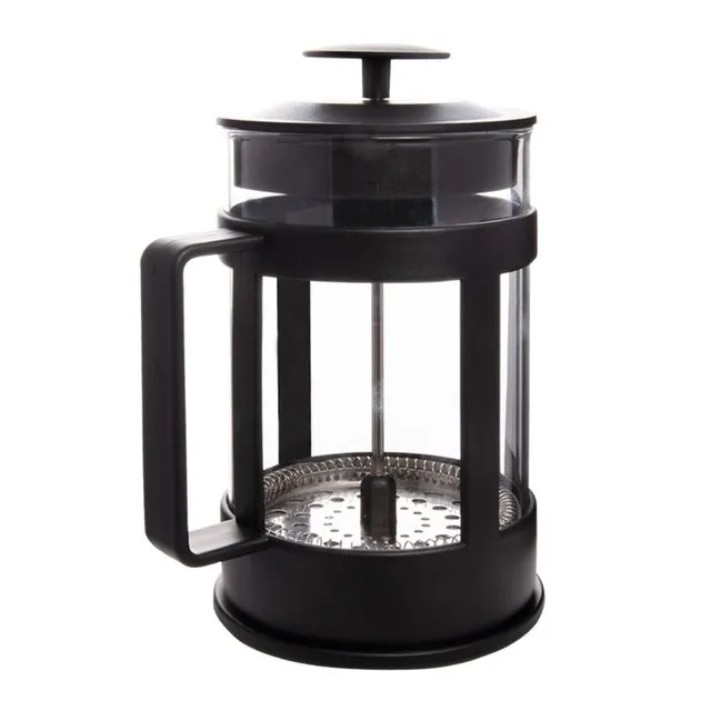 BiggCoffee French Press Coffee and Tea Maker, Borosilicate Glass Coffee Press, Stainless Steel Filter, Durable and Heat Resistant, Black (800 ml, 27 oz, 6 Cup)