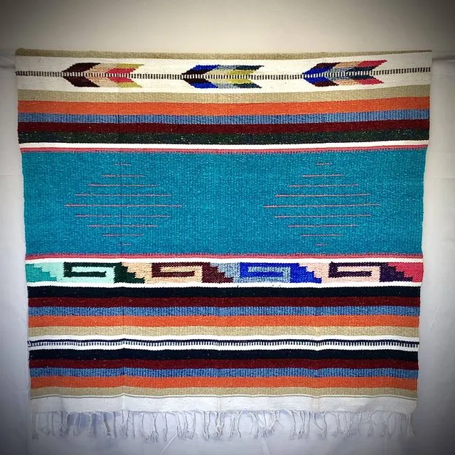The Chenille “Bohemian” Blanket Turquoise/Pink