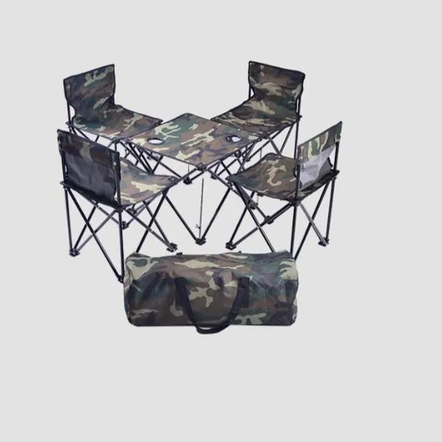 Outdoor Foldable 4pcs Chair and Table Set for Outside Picnic