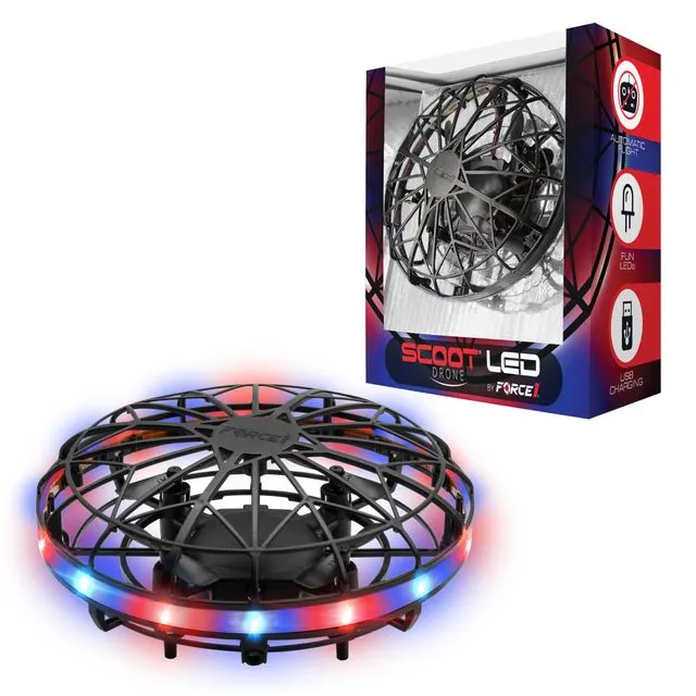 Scoot LED Hand Operated Drones for Kids or Adults - Red/Blue