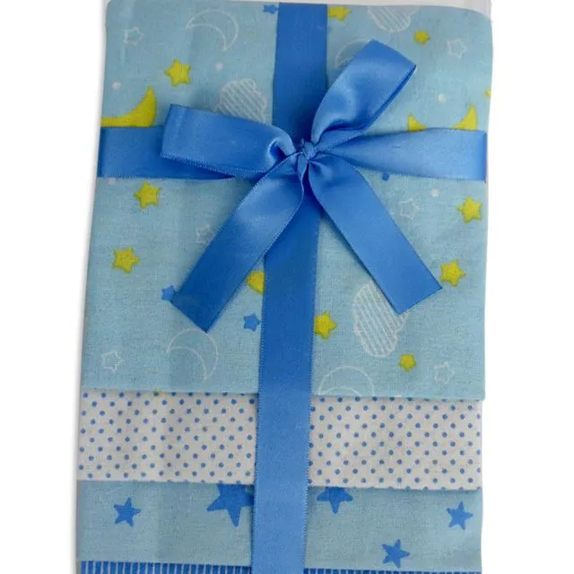 Bambini Blue Four Pack Receiving Blanket