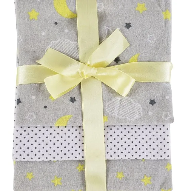 Bambini 4 Pack Yellow Flannel Receiving Blanket