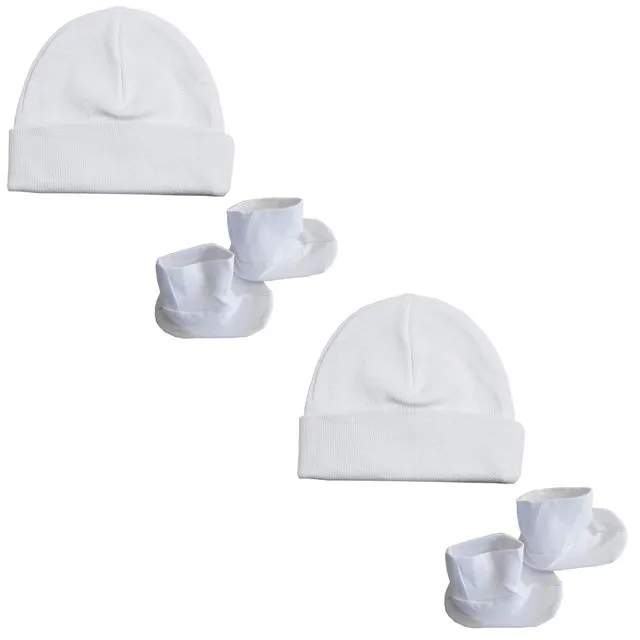 Bambini Cap & Bootie Set - White (Pack of 2)