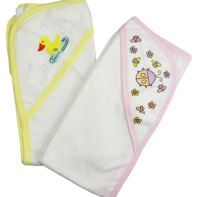 Bambini Infant Hooded Bath Towel (Pack of 2) Pink / Yellow