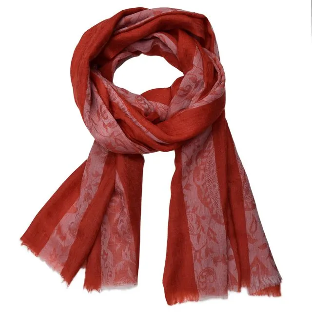 Pure Cashmere Paisley Scarf/Wrap Red