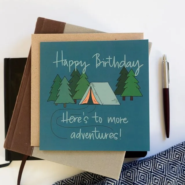 Camping adventures birthday card