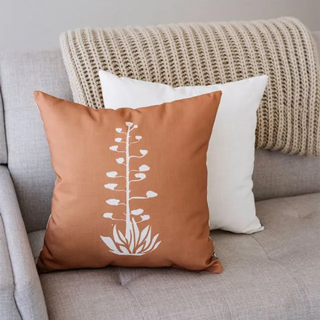 AGAVE BLOOM CLAY BROWN LINEN PILLOW