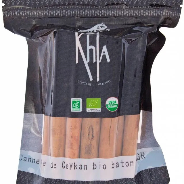 KHLA - Whole Ceylon Cinnamon Sticks - Organically Produced and Fair Trade - 150g Bag