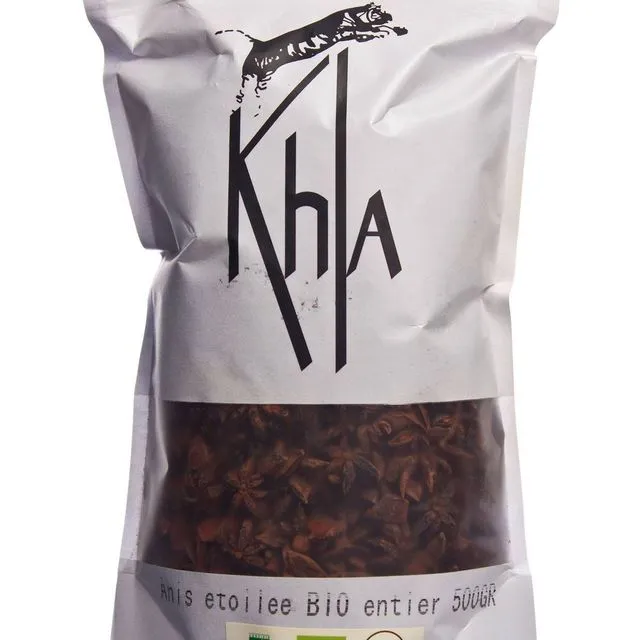 KHLA - Whole Star Anise - Organically Produced and Fair Trade - 500g Bag