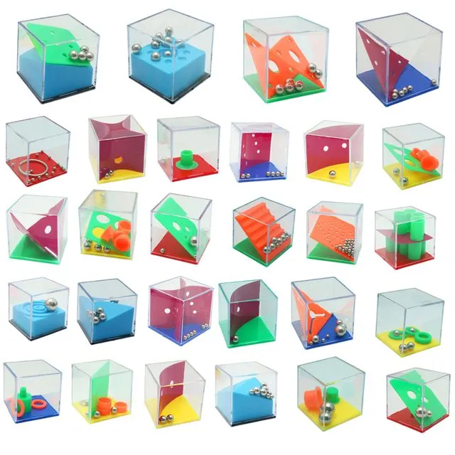 28 Mini Cube Brain Teaser Puzzle Box Party Favor Set
