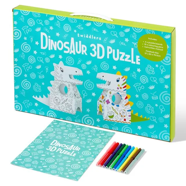 3D Dinosaur to Build & Colour with 10 Colouring Pens - Kids Wearable Costume, DIY Gift Set - 79cm x 82cm