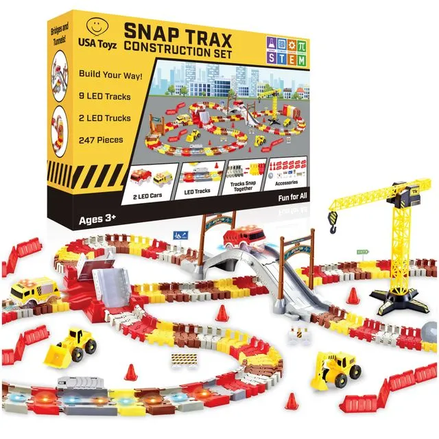 247pc STEM Snap Trax Construction Train Tracks
