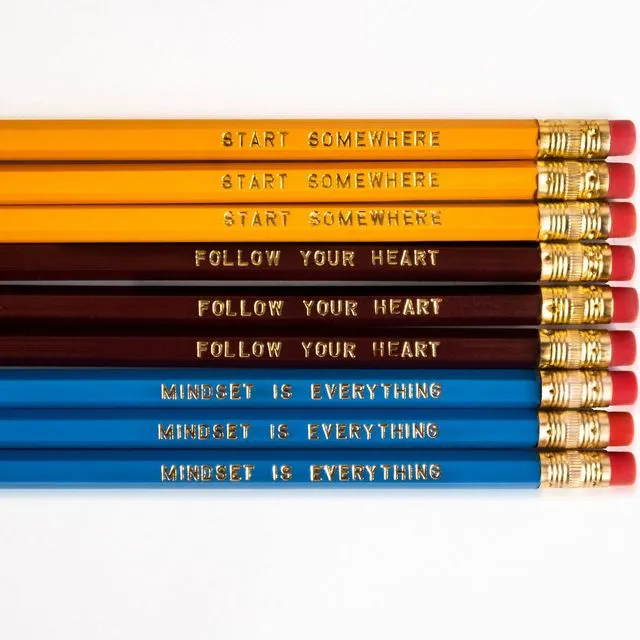 Empowering Pencils - Foil Stamped Engraved Motivational Pencil Set