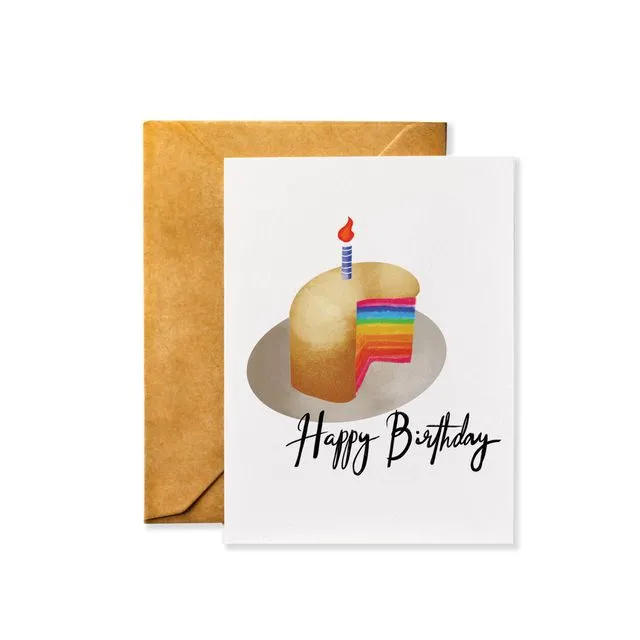 Happy Birthday with Rainbow Cake