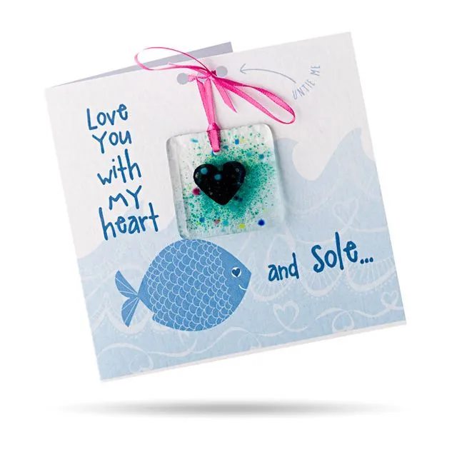 Heart and Sole - Greeting card with fused glass ornament