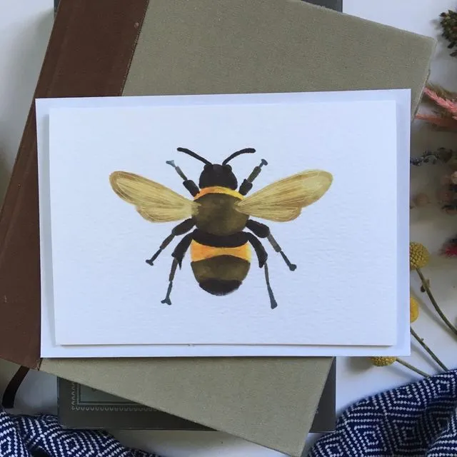Watercolour bee greeting card