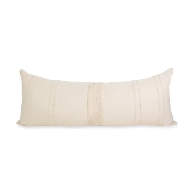 Bogota Lumbar Pillow Large - Ivory with Ivory Stripes