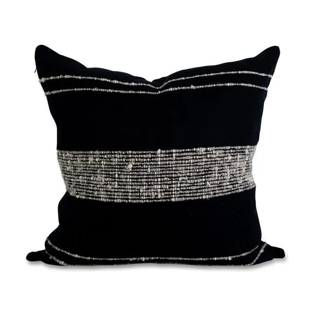 Bogota Pillow - Black with Ivory Stripes