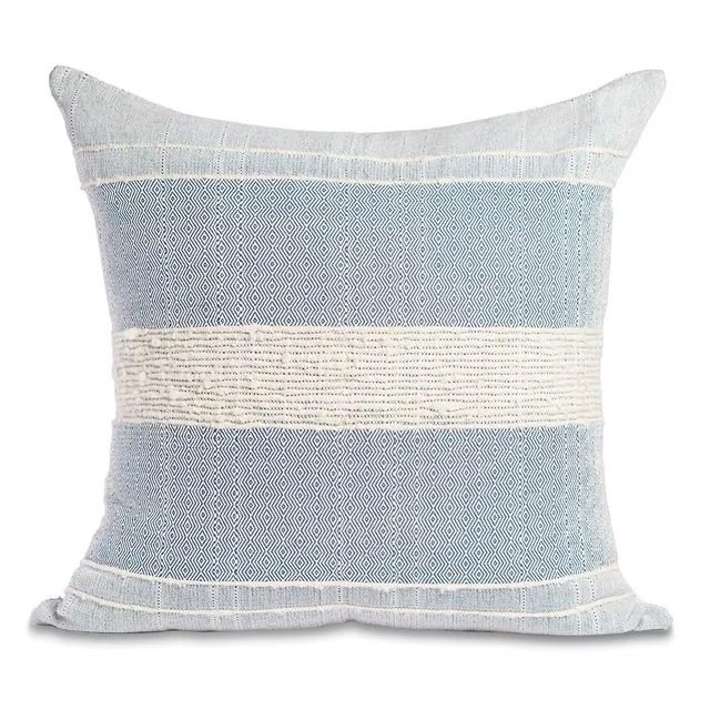 Bogota Pillow - Blue with Ivory Stripes