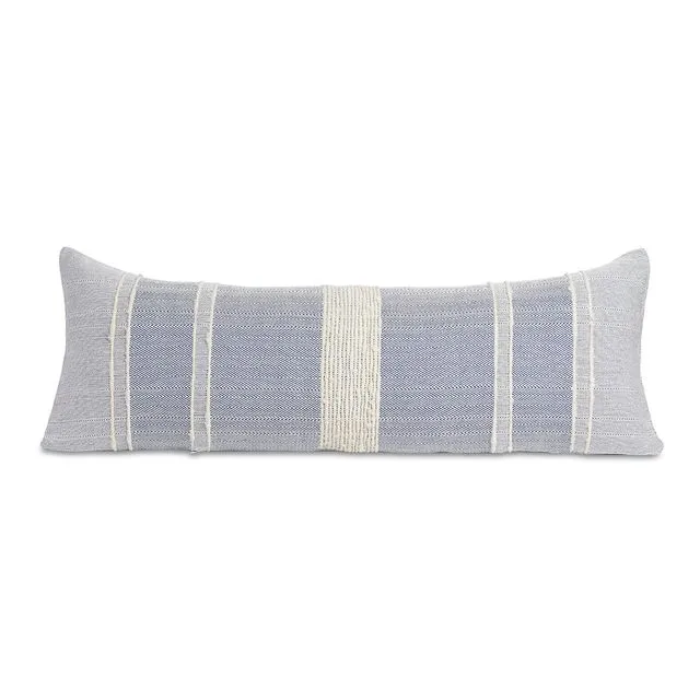 Bogota Lumbar Pillow Large - Blue with Ivory Stripes