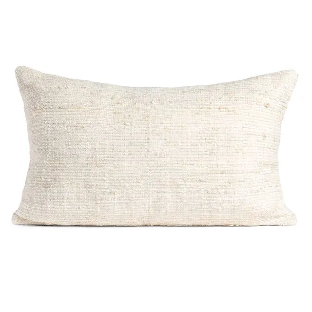 Medellin Lumbar Pillow Small - Ivory with Ivory Stripes