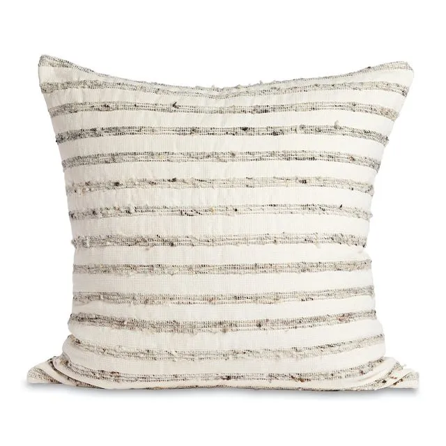 Cartagena Pillow - Ivory with Grey Stripes