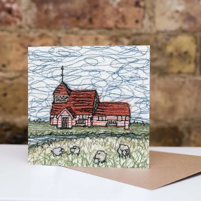 Fairfield Church Romney Marsh Embroidery Art Card