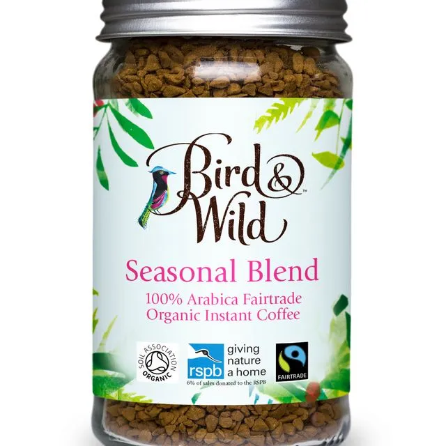 Instant Coffee, 100g Glass Jar, Fairtrade Organic, 6% of Sales Donated to RSPB