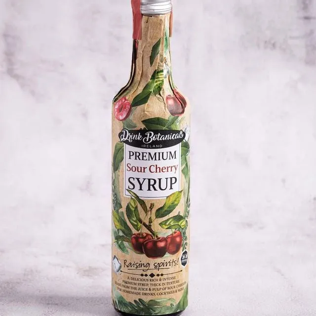 Premium Sour Cherry Syrup - Award-Winning - Natural Ingredients - For Cocktails, Homemade Drinks & More.