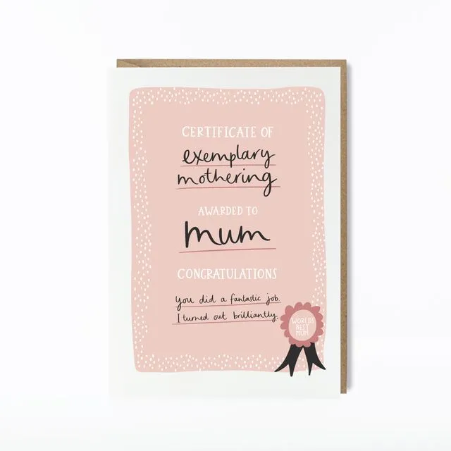 Certificate for Mum Card