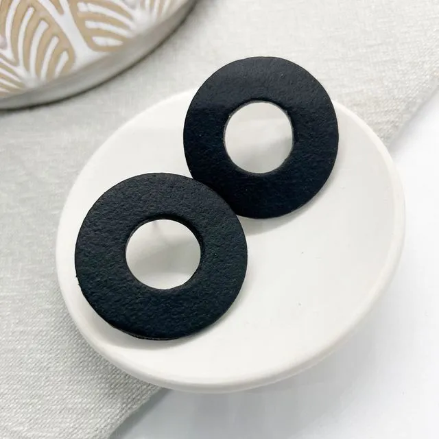Black polymer clay statement earrings