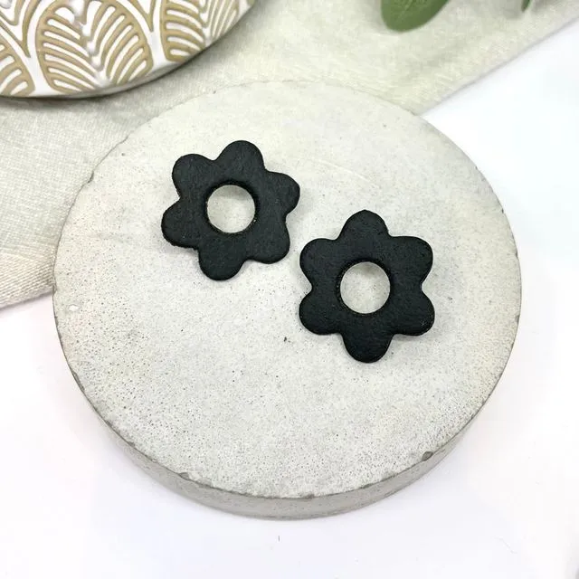 Flower polymer clay statement earrings