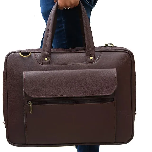 16" Brown Leather Briefcase Bag.