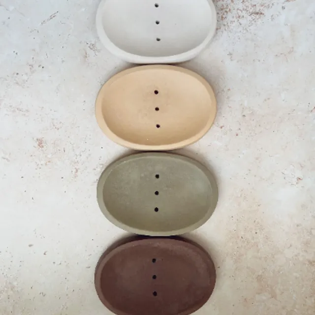 Concrete oval soap dish (Cacao brown)