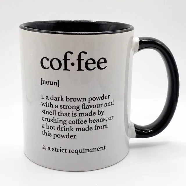 Coffee dictionary definition black and white 11oz mug