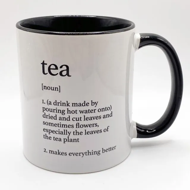 Tea dictionary definition black and white 11oz mug