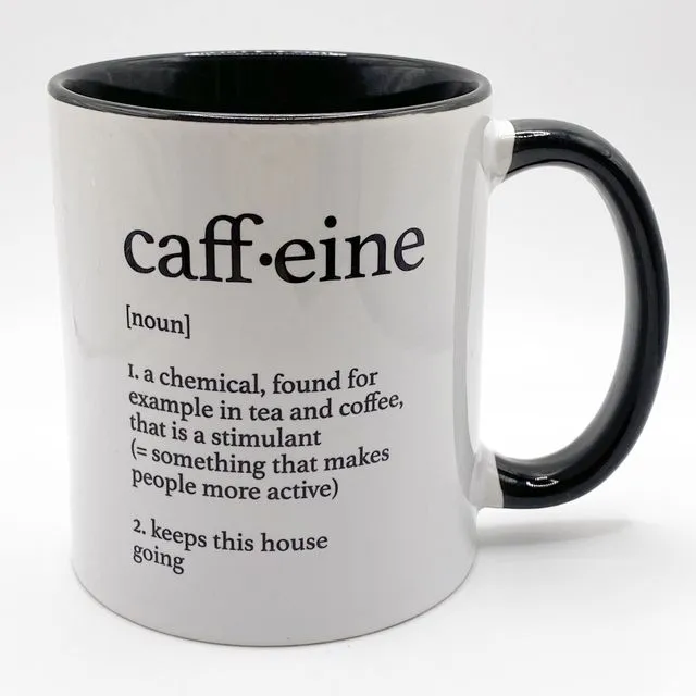 Caffeine dictionary definition black and white 11oz mug