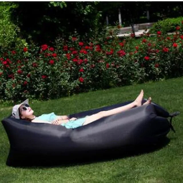 Inflatable Sofa Lazy Bag Camping Air Bed Lounger - Black
