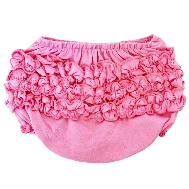 AnnLoren Baby & Toddler Girls Pink Knit Ruffled Butt Bloomer Diaper Cover - BLOOMER-PINK