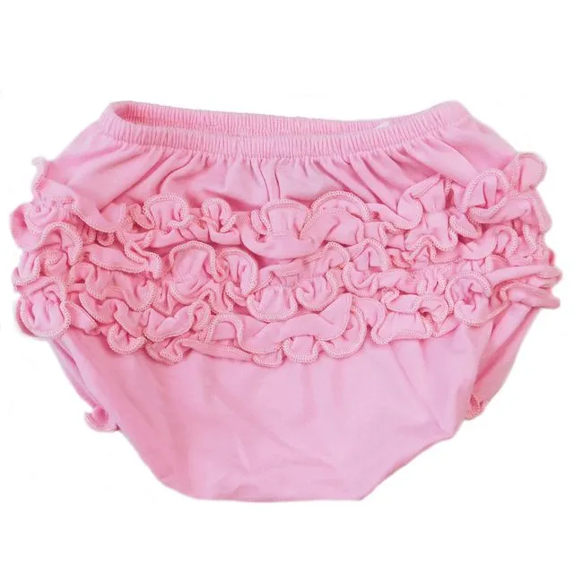 AnnLoren Baby & Toddler Girls Light Pink Knit Ruffled Butt Bloomer Diaper Cover - BLOOMER-ROSY