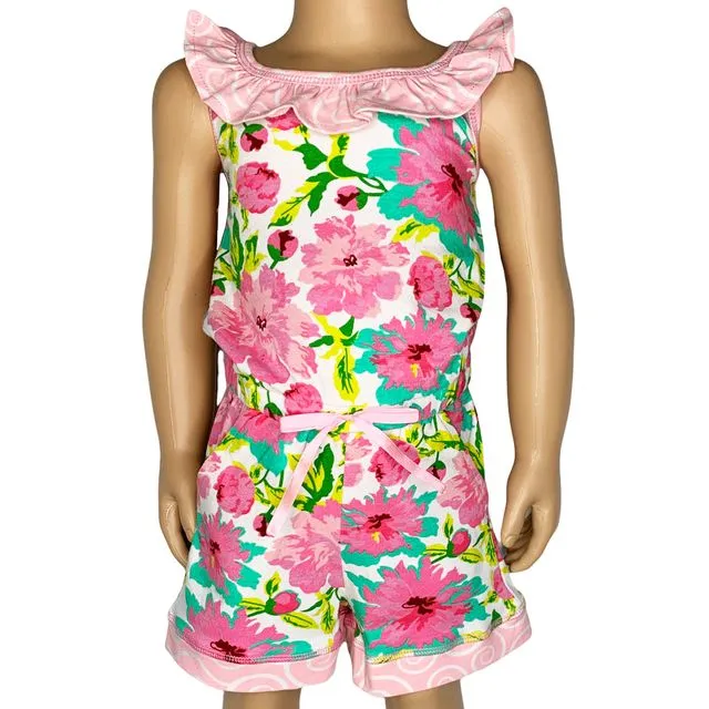 AnnLoren Little & Big Girls Jumpsuit Shabby Chic Floral Spring Summer Romper - ONDI-JUMPSUIT