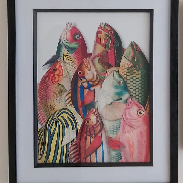 Museum Quality A3 Print Antique Based Collection of Colourful Fish 16"x12" A3